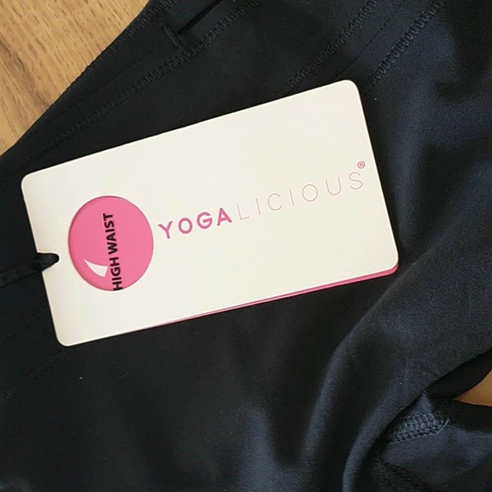 Yoga-Lic-Ious High Waisted Side Peek Yoga Pants XS Black - Picture 9 of 14